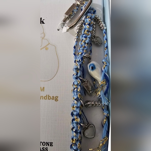 Piper K- NEW 17" Bag Charm Rose Quartz, Moonstone, Shells & Glass - Picture 5 of 6